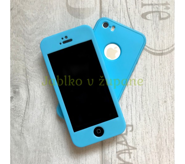 360° kryt silikónový iPhone 5/5S/SE - modrý (Sky blue)